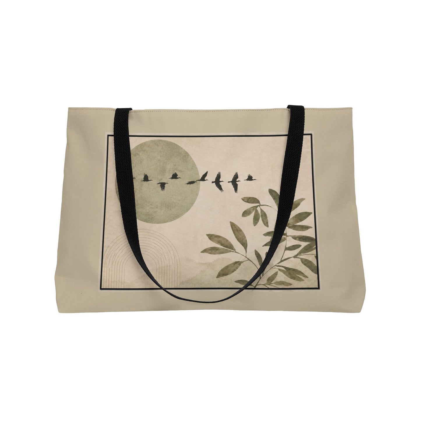 Japandi Zen Nature Birds Weekender Tote | Boho Canvas Bag