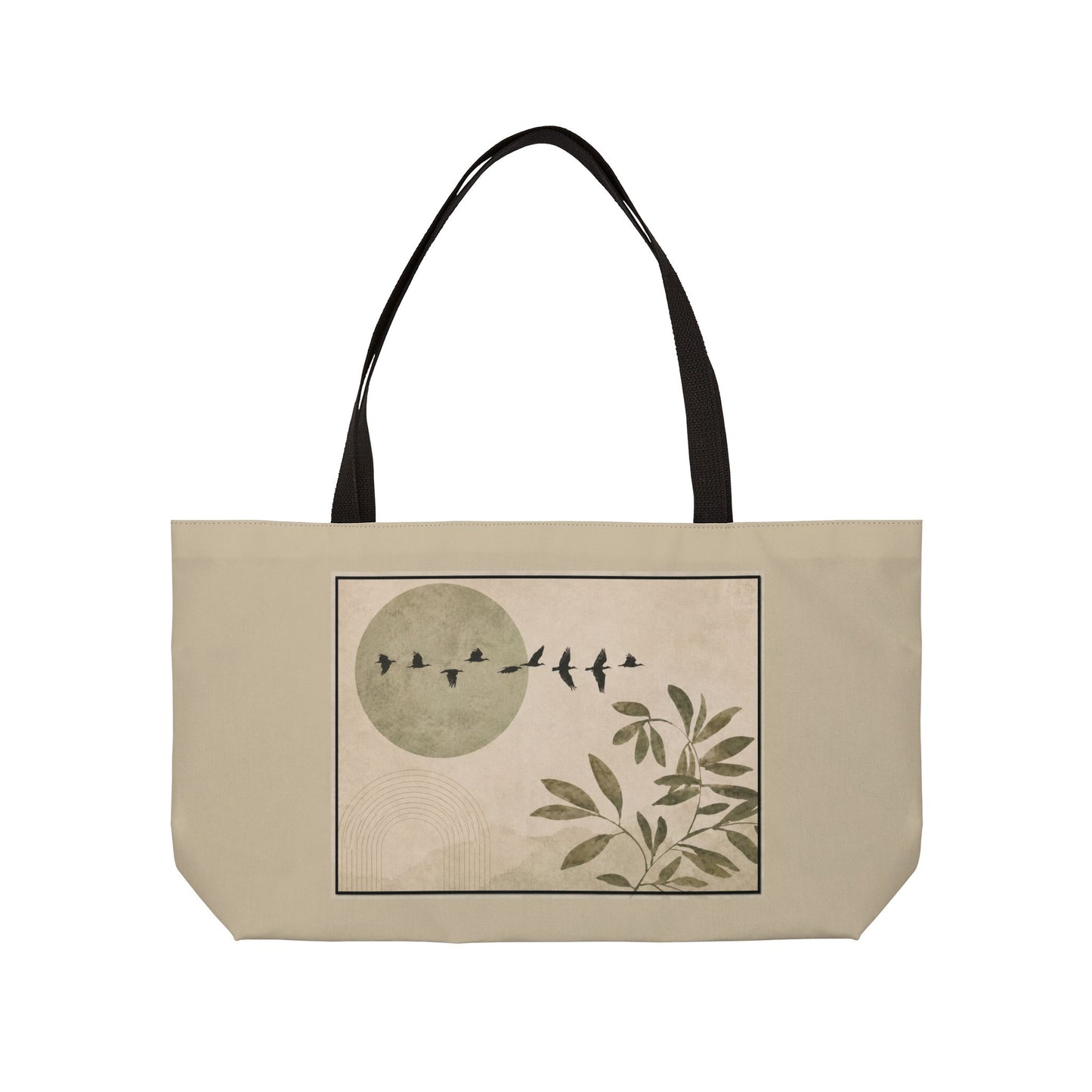 Japandi Zen Nature Birds Weekender Tote | Boho Canvas Bag