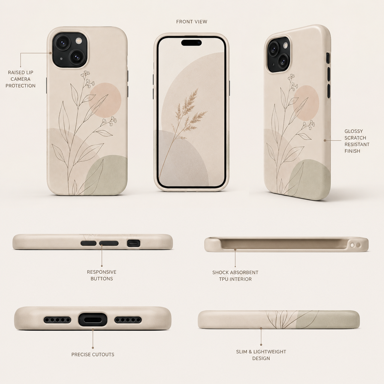 Phone case with floral design on a white background