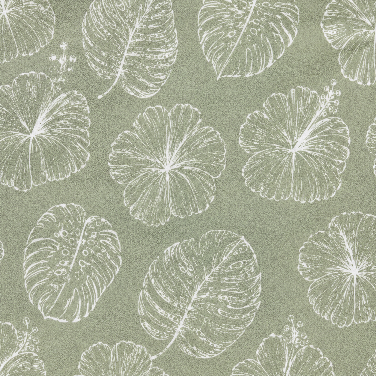 Pattern of white leaves on a green background